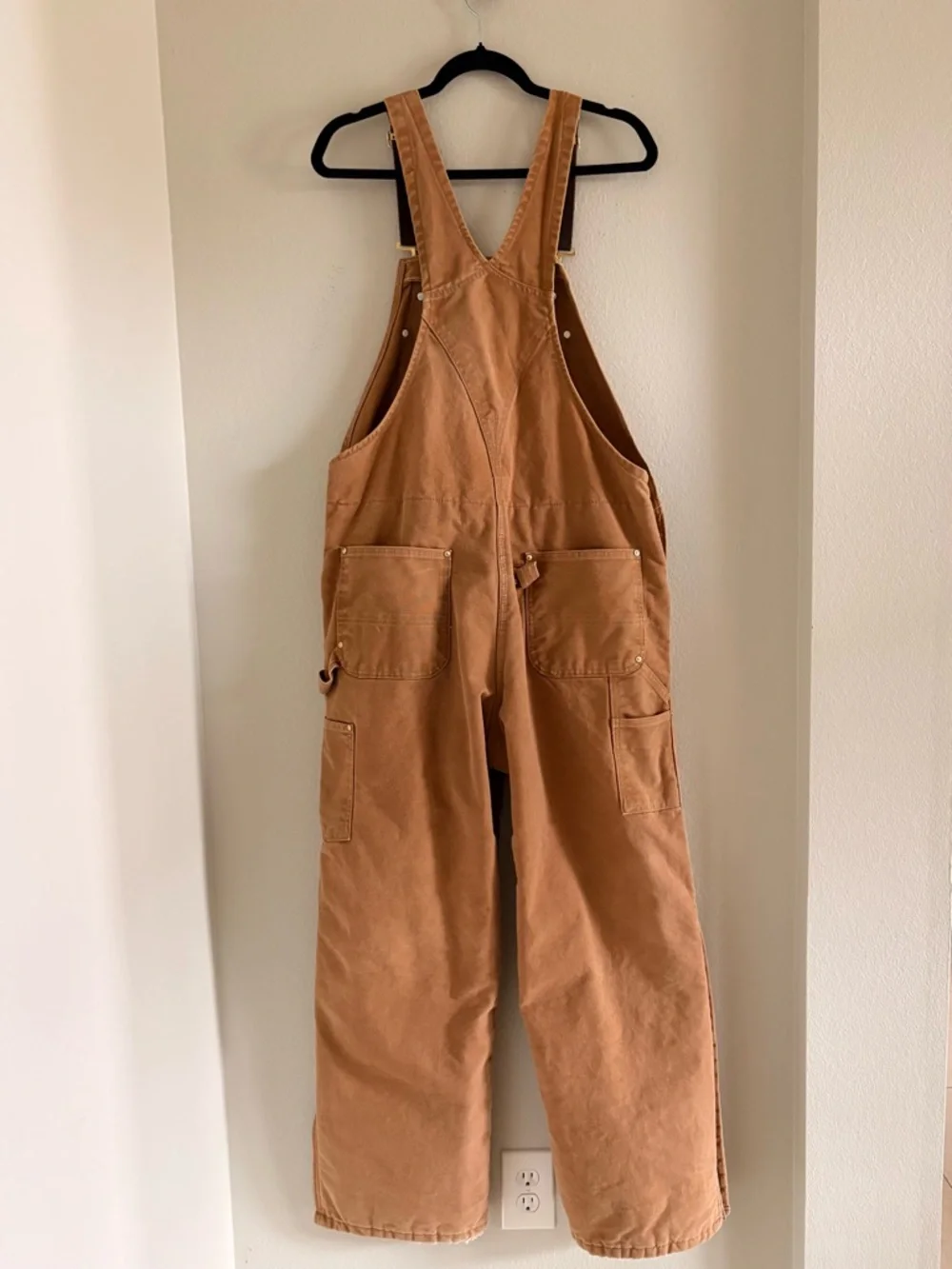 Vintage CARHARTT R02 BRN Heavy Duty Quilt-Lined Duck Bib Overalls Size 38x32